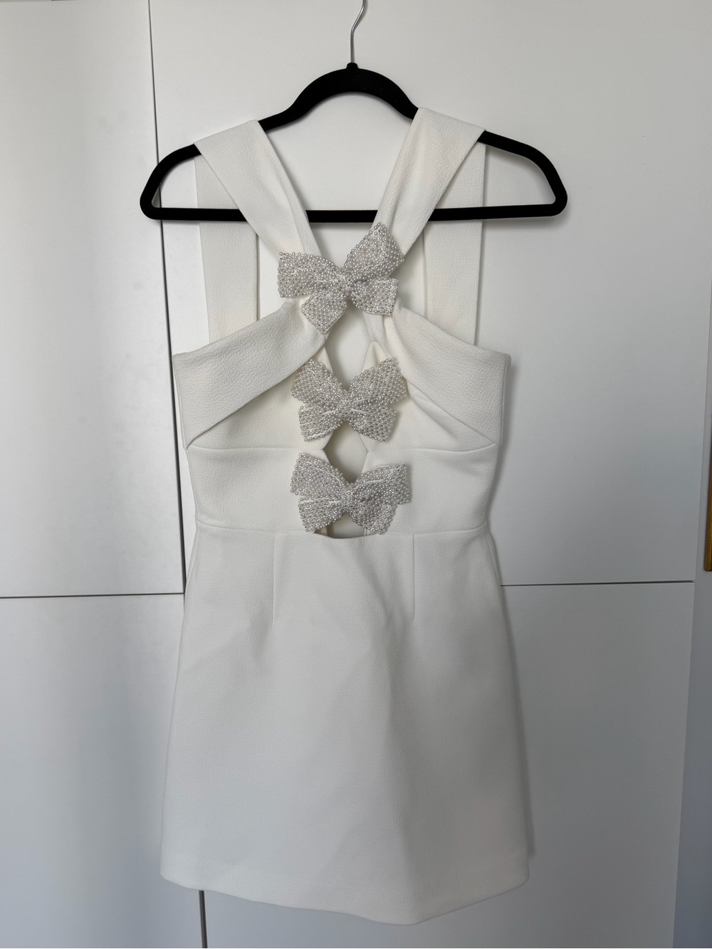 Rebecca Vallance Hermoine Mini Ivory Cutout Bow Mini Dress size US 2 - Picture 11 of 12